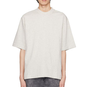 T-shirts de luxe personnalisés pour hommes Streetwear en coton surdimensionné côtelé col rond goutte 100% coton T-shirt pour hommes coupe ample imprimé - Product Image 1