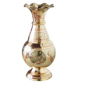 Brass Flower <b>Vase</b> <b>Set</b> of 2 Pcs With Peacock Engraving Gold And Multi Color Finished For Home Decor Table Decoration - Product Image 2