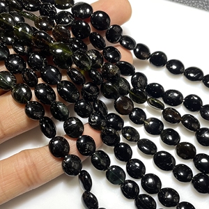 Perles ovales unies en tourmaline noire Pierre précieuse en tourmaline verte lisse pour la fabrication de bijoux Perles en pierre naturelle - Product Image 2