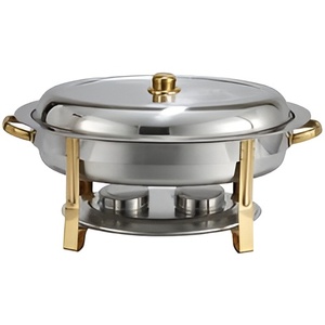 Réchaud en acier plaqué or de style arabe fabriqué à la main, idéal pour les mariages et les buffets arabes, chauffe-plats avec couvercle martelé - Product Image 4