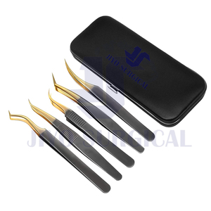 Pinzas antiestáticas de acero inoxidable negro con punta de precisión, aplicador Manual de pestañas para extensión de pestañas - Product Image 6