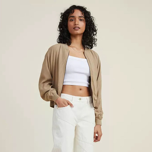 Chaqueta Bomber acolchada con cremallera para mujer de alta calidad, longitud larga, transpirable y elegante, suministro al por mayor - Product Image 3