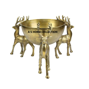 Cuenco de arroz con soporte de ciervo moderno de Venta caliente dorado con vajilla de Metal sólido de calidad estándar cuenco para servir para decoración del hogar - Product Image 1