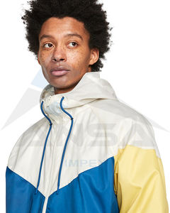 Chaqueta cortavientos de playa impermeable reflectante de poliéster para hombre personalizada en blanco azul marino caqui-para invierno - Product Image 3