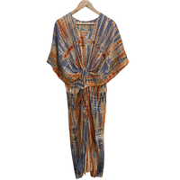 Robe caftan en crêpe de soie tie-dye faite à la main, style bohème, pour la plage, fabricant en gros au meilleur prix