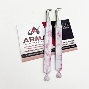 แหนบปลายขนตาสแตนเลสแบบคงทนดีไซน์รูปหัวใจดีไซน์หินอ่อนแบบมืออาชีพ - Product Image 1