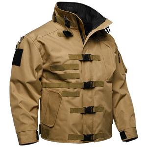 Veste pour homme décontractée multi-poches manteaux d'extérieur coupe-vent bombardiers à fermeture éclair pour homme - Product Image 1