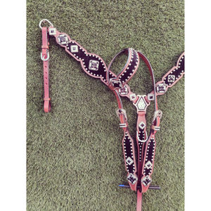 Diseño personalizado Headstall & Breast Collar Set Premium cuero ligero tendencia diseños temporada caballo tachuela superventas - Product Image 3