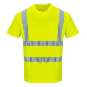 Hi Vis Tee High Visibility Work T-Shirt Neon Lime Green Customizable Logo Waterproof Polyester and Cotton <b>Material</b> - Product Image 1