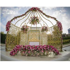 Telón de fondo de jaula de tema de jardín para decoración de compromiso estilo de jaula al aire libre telón de fondo de Metal para boda jaula de Metal dorado para escenario de boda - Product Image 1