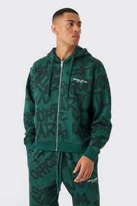 Servicio de OEM Oversize Boxy All Over Graffiti Impreso Zip Through Hoodie Sudaderas con capucha personalizadas Hombres Algodón Mezclado Último diseño Ropa de gimnasio - Product Image 3