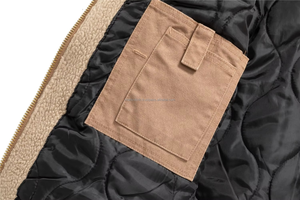 Custom Designed Unisex Winter Canvas <b>Mandarin</b> <b>Collar</b> Washed Thin <b>Jacket</b> with Padding for Workwear and Outdoor Activities - Product Image 4