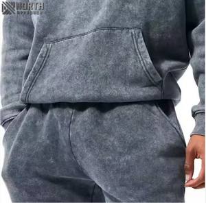 Oem Survêtement athlétique délavé à l'acide Survêtement à capuche avec poche kangourou pour homme urbain Streetwear Design OEM délavé à l'acide - Product Image 4