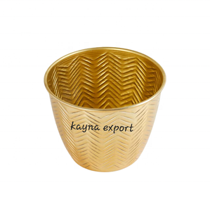 Fantaisie décorative plaqué or décoration de sol intérieur unique pots de jardinière en métal texturé pour plante nouvelle collection jardinière en métal - Product Image 2