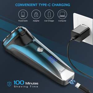Afeitadora Eléctrica Azul Recargable por USB C, Afeitadora Inalámbrica Húmeda y Seca con Recortador Extraíble, Resistente al Agua IPX7 y Lavable para Hombres - Product Image 2