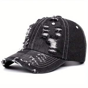 Customized 2pcs Distressed Denim <b>Baseball</b> <b>Caps</b> for <b>Women</b> Adjustable Lightweight & Stylish Hip-Hop with Embroidered Design - Product Image 3