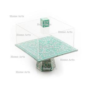 Wood And MOP Work <b>Cake</b> <b>Stand</b> <b>With</b> Acrylic <b>Lid</b> Greatest Quality Square Shape Snacks Sweets <b>Stand</b> By Home Arts - Product Image 6
