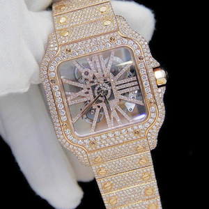 Montre de luxe en acier inoxydable avec cadran en verre, sertie de diamants DEF Moissanite de haute qualité, prix d'usine, design élégant - Product Image 3