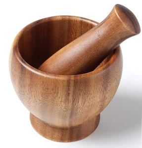 Cocinas caseras sostenibles Herramientas de hierbas de especias de sal de madera natural 100% Juego de mortero y mortero de color de madera natural El mejor fabricante - Product Image 6