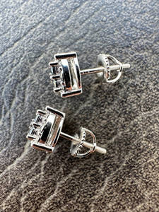 Boucles d'oreilles unisexes en acier inoxydable fin noir glacé Moissanite Diamond Culture Design élégant à la mode - Product Image 2