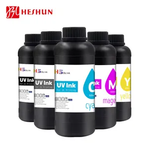 Heshun 5 warna tinta UV lembut dan keras tinta cetak UV untuk Epson 1390 Tx800 L800 pencetak cetak pada PVC dan pelat kaca