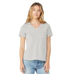 Camisetas de algodón lisas con cuello en V para mujer al por mayor, camisetas de manga corta estilo streetwear para verano, compre camisetas con cuello en V para mujer - Product Image 1