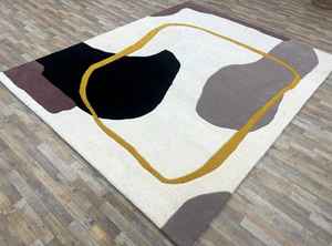 Tapis en laine moderne tufté à la main taille personnalisable motif abstrait tapis lavable à la main pour la maison hôtels restaurants pique-niques - Product Image 3