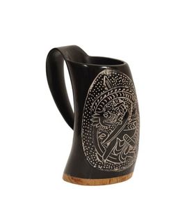 DRINKING customized Handcrafted Natural viking carving drinking horn beer and coffee <b>mug</b> for home hotel restaurants from - Product Image 3