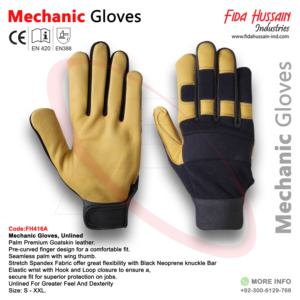 Guantes mecánicos de calidad estándar reconocidos Guantes de cuero de piel de cabra transpirables de Pakistán Absorción de impacto Seguridad Handschuhe - Product Image 5
