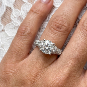 Anillo de Oro Sólido de 18K Más Vendido, Base para Engaste con Hilera Ornamentada, Acento de Diamante Natural de 4 Puntas, Montura de Banda Ancha para Fiesta de Lujo - Product Image 2