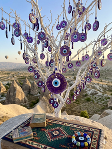 SNB1004 Ornement mural œil turc en verre pailleté violet foncé fait main de 13 cm - Grand Nazar Boncuk turc scintillant violet - D - Product Image 4