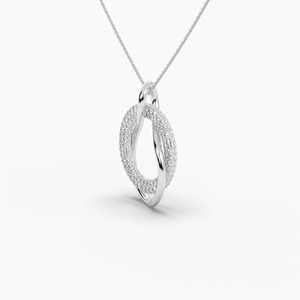 Collier Halo Circle Twirlular 1,38 CTW en diamant de laboratoire cultivé, style ethnique, pendentif de mode, plaqué rhodium, or 14K/18K, fait à la main - Product Image 3