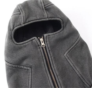 Última moda personalizada estilo de la calle 100% algodón lavado ácido cremallera completa Sudadera con capucha de los hombres Diseño personalizable con su propio logotipo - Product Image 4