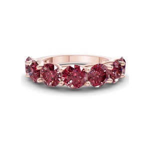 Petit diamant de laboratoire rond couleur Cognac Cerise 0,50 carats TW en or massif 14K, clarté VS, 5 diamants couleur ambre chaud - Product Image 2