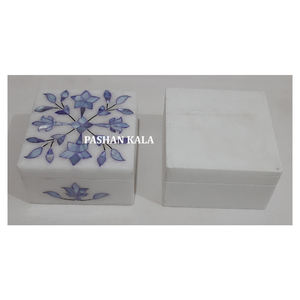 Las últimas cajas de joyería de nácar azul con incrustaciones de mármol Blanco de forma cuadrada para decoración del hogar y regalo de negocios importador y exportador - Product Image 2