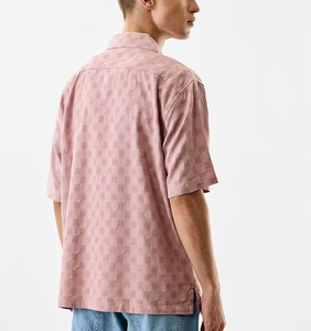 Camisas de Hombre con Cuello Cubano de Sarga de Algodón Personalizadas, Bordado de Cadena, Corte Cuadrado, Camisa Extra Grande de Diseñador para Hombre - Product Image 2