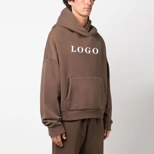 Vente en gros de sweats à capuche pour adultes 400 g/m², haute qualité, 100 % coton, molleton éponge, broderie, lavage vintage, sweat à capuche d'hiver - Product Image 5