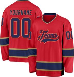 Venta al por mayor de fábrica de sublimación Impresión digital uniformes del equipo de alta calidad personalizado nombre del jugador número OEM camisetas de hockey sobre hielo - Product Image 5