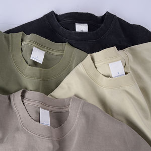 เสื้อยืดผู้ชายโอเวอร์ไซส์320กรัมผ้าฝ้าย GSM สูง100% ซักขอบหนากับคอปกซี่โครงเสื้อผ้าที่ใส่สบาย - Product Image 2