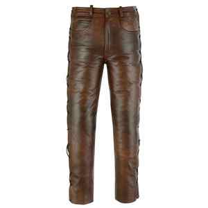 Pantalons de survêtement décontractés taille haute en cuir véritable pour hommes, modèles OEM pour pantalons de club de mode, vente en gros - Product Image 4