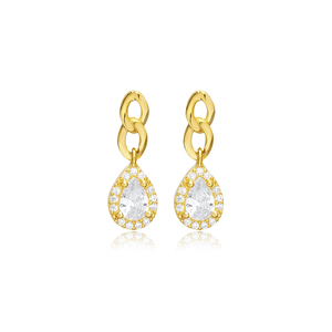 White CZ Stone Pear Design <b>Sterling</b> <b>Silver</b> <b>Stud</b> Earrings Turkish Handmade Wholesale 925 <b>Sterling</b> <b>Silver</b> Jewelry - Product Image 1