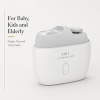 Coupe-ongles électrique automatique rechargeable portable 3-en-1 avec lame incurvée et ouverture large pour bébés, enfants et personnes âgées