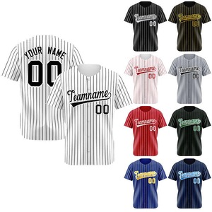 Maillot de baseball rétro pour hommes, imprimé numériquement, respirant, rayé, vente en gros, uniforme de softball, short à logo brodé - Product Image 1