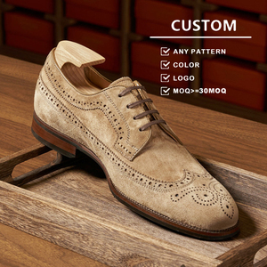 High-end Italian Sheep <strong>Suede</strong> Dress Shoes Men Business <strong>Brogue</strong> Oxford Shoes Genuine Leather Classic Retro - Product Image 2