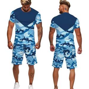 Top vente été décontracté hommes Shorts survêtement ensemble sublimé Shorts 2 pièces tenues ensembles entraînement Camouflage Jogging costumes - Product Image 5