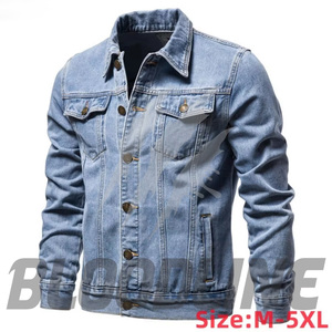 Women's <b>Denim</b> Trucker Jacket Full Sleeve Turn-down Collar Single Breasted Button Closure Washed Solid Blue Autumn <b>Coat</b> - Product Image 3