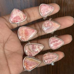 แหวนเงินโรโดโครไซต์สเตอร์925เครื่องประดับอัญมณีแฟชั่นสำหรับผู้หญิงแบบดั้งเดิม - Product Image 2