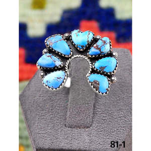 Bague Statement Bohème Sud-Ouest Faite à la Main, Or et Argent Sterling, Sertie de Turquoise, pour Usage Quotidien - Product Image 2