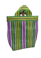 Sac de voyage cosmétique pour femme en nylon tissé rayé personnalisé, durable, grande capacité, pochette à parfum, haute qualité, estampage à chaud