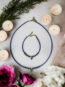 Ensemble collier et bracelet DAFNI Evil Eye en perles de plastique faites à la main - Coloré pour la fête des mères et la Saint-Valentin - Product Image 3